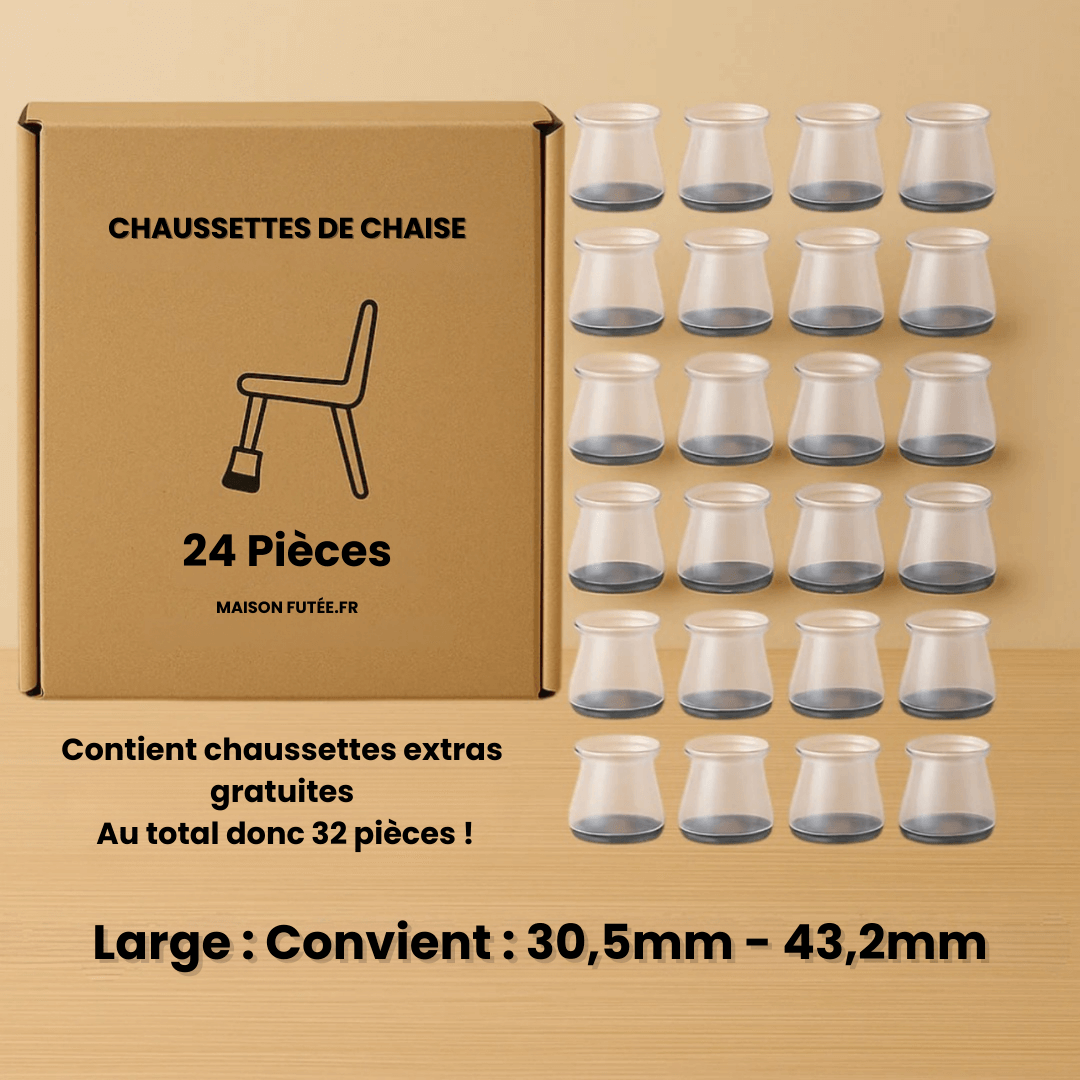 Chaussettes de chaise feutrées - Protégez votre sol & Réduisez le bruit